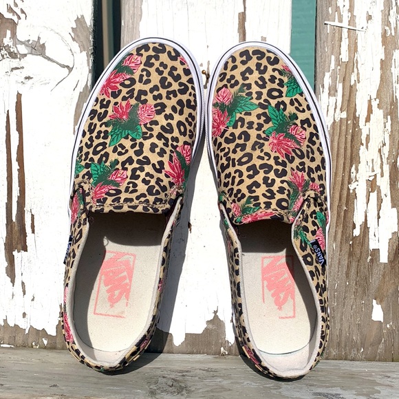 Cheetah Vans floral Asher Ginger slip on 6.5 - Picture 7 of 10